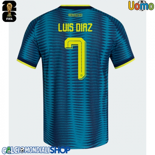 Maglie da calcio Colombia Luis Diaz #7 Seconda Maglia Mondiali 2026  Manica Corta